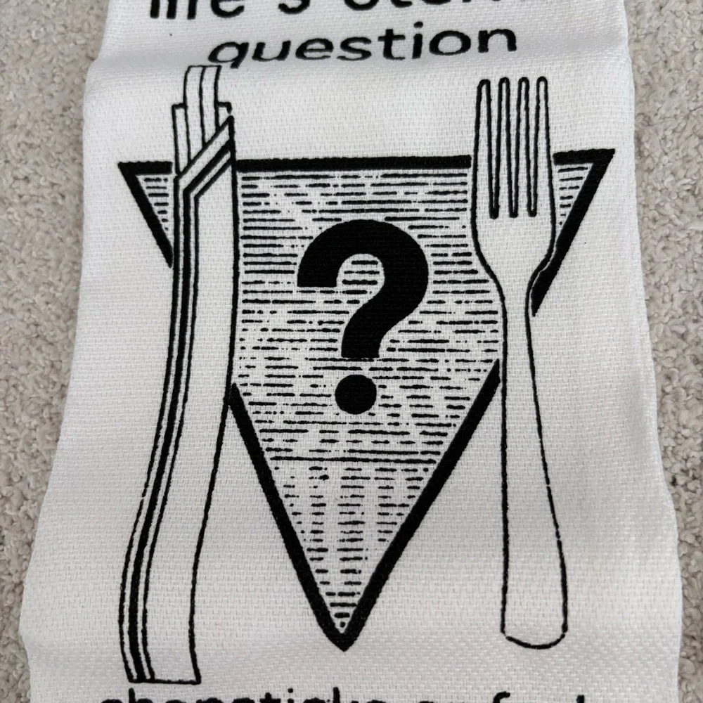 Life's Eternal Question Kitchen Towel and Hawaiian Chopsticks Set